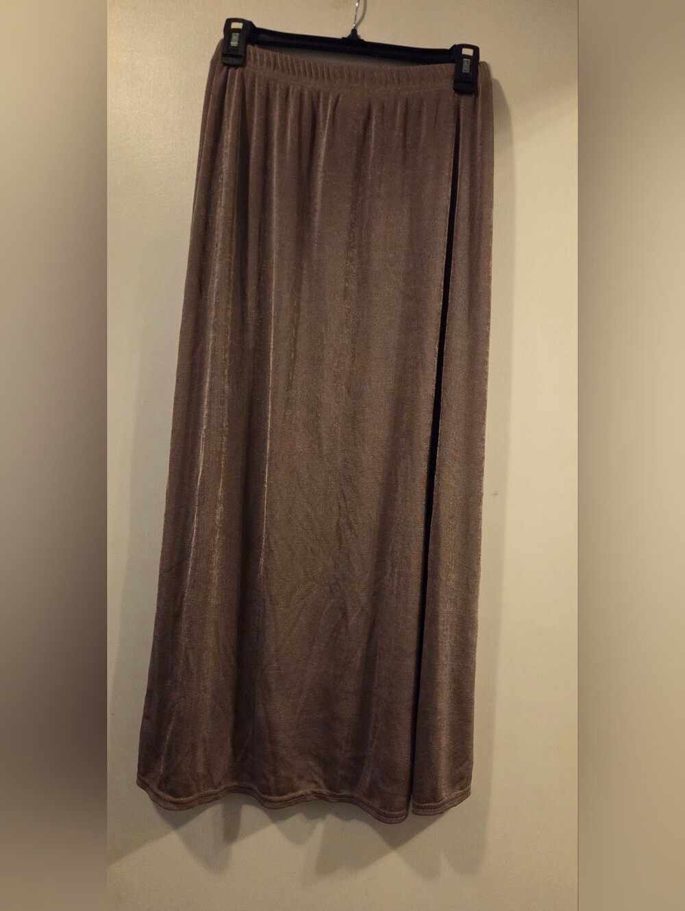 Vintage Kathie Lee Womens Maxi Skirt Taupe Brown Elastic Waistband SZ 8
